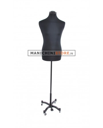Busto uomo tessuto nero con base taylor nera