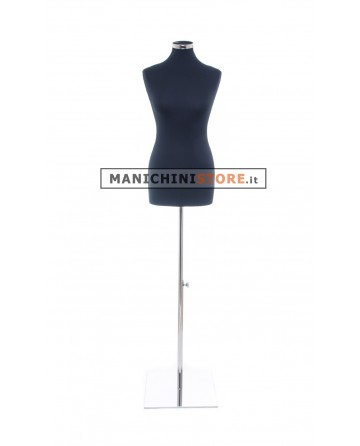 Busto donna in tessuto Nero con base inox cromata