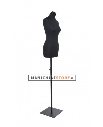 Busto donna in tessuto Nero con base quadra nera
