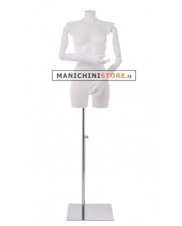 Busto manichino donna con braccia snodabili N1 e base cromata