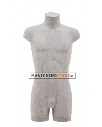 Busto uomo da banco con gambe rivestito in cartapesta Cemento