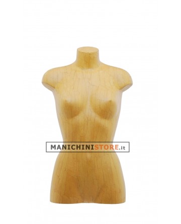 Busto donna da banco rivestito in cartapesta Ocra