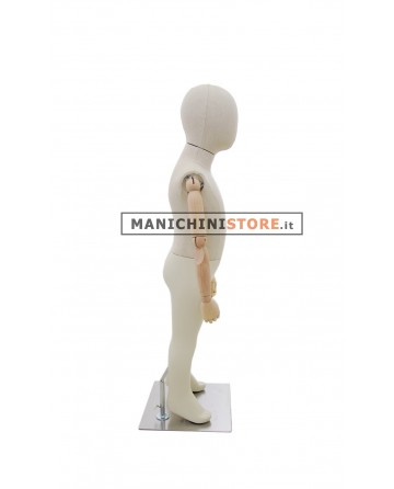 Manichino bambino 3/4 anni in tessuto Sabbia con braccia in legno