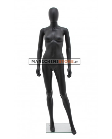 Manichino donna testa uovo in plastica nero opaco 1