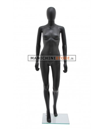 Manichino donna testa uovo in plastica nero opaco 2