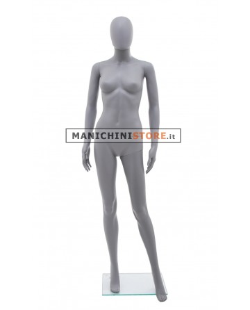 Manichino donna testa uovo in plastica grigio opaco 1