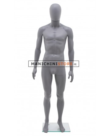 Manichino uomo testa uovo in plastica grigio opaco 1
