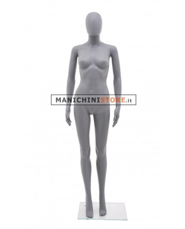 Manichino donna testa uovo in plastica grigio opaco 6