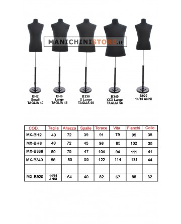 Busto uomo sartoriale professionale con braccia removibili