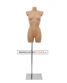 Busto manichino donna carne con base cromata