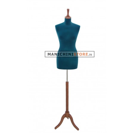 Busto sartoriale donna in velluto blu treppiede noce