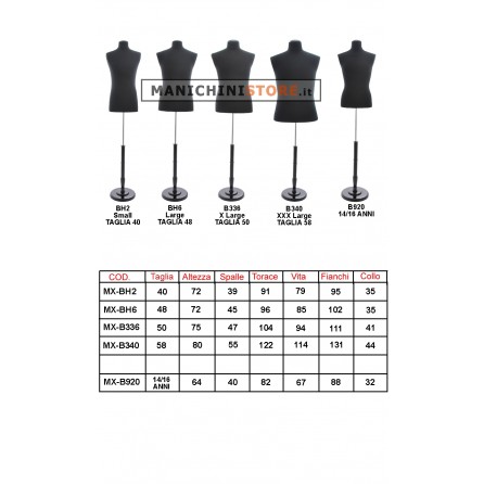 Busto uomo sartoriale professionale con braccia removibili